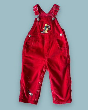 Vintage Winnie The Pooh Snowy Dungarees, approx 12-18m