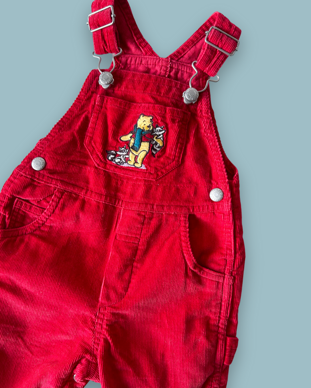 Vintage Winnie The Pooh Snowy Dungarees, approx 12-18m