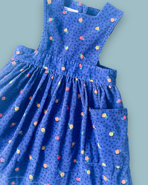 Vintage Cord Floral Dress, approx 3 years