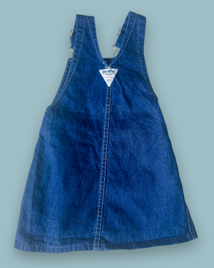 Vintage OshKosh Dark Wash Dungaree Dress, approx 2-4yrs
