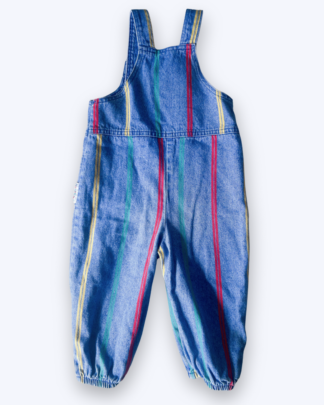 Vintage Primary Colour Stripe Dungarees, approx 2yrs