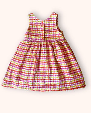 Vintage OshKosh Fruit Check Seersucker Dress, approx 3-4 yrs