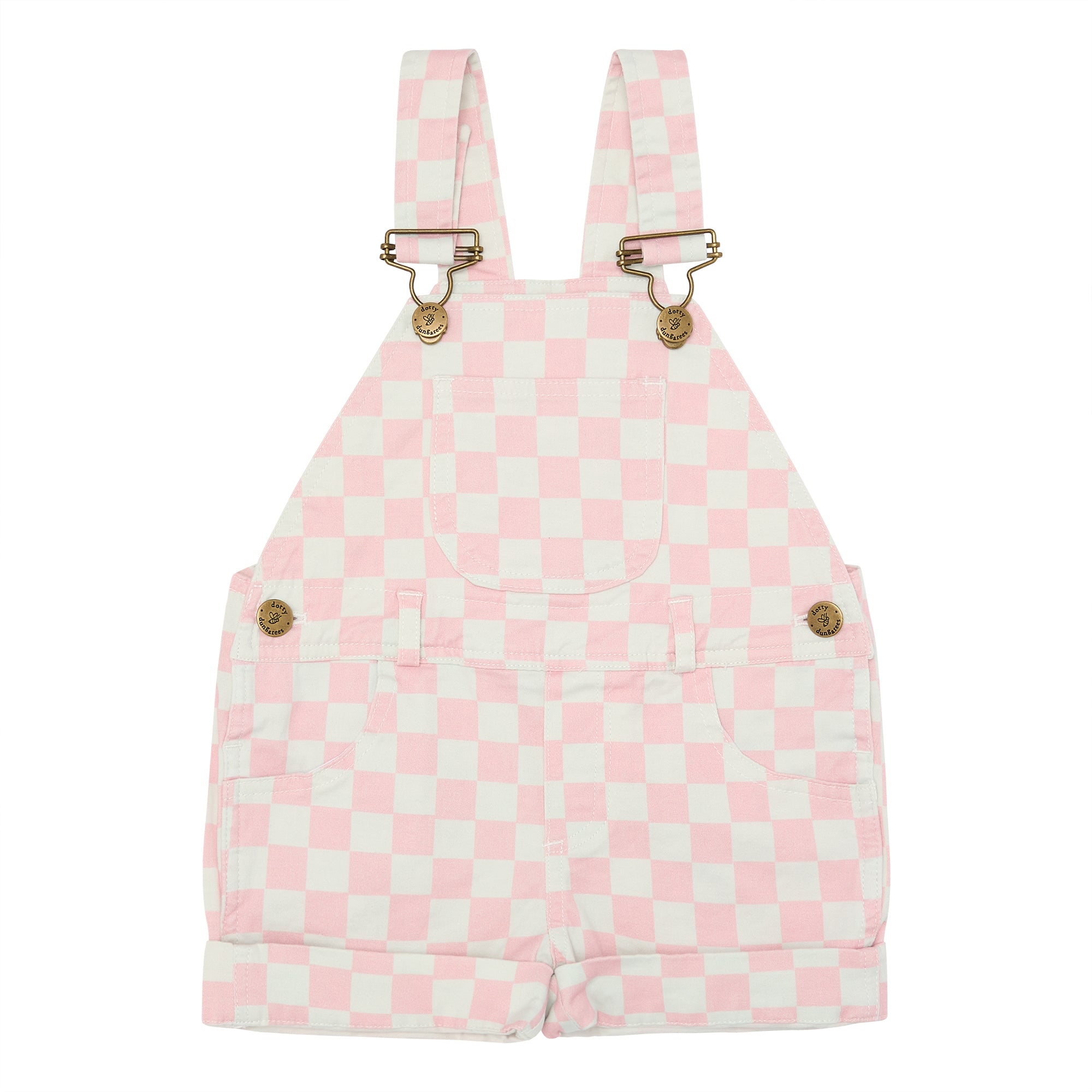 Pink short dungarees sales