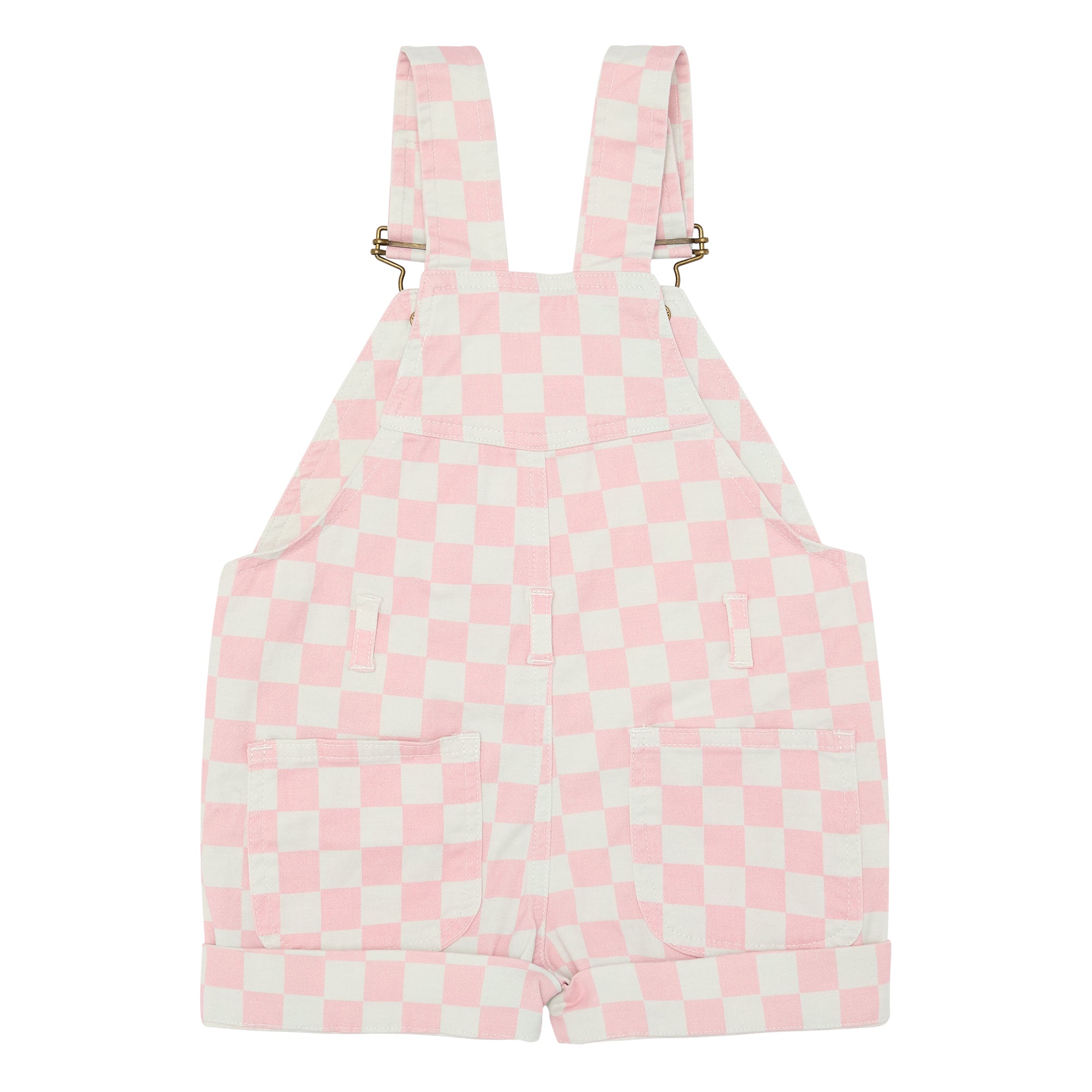 Checkered shop overall shorts